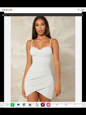 privy White Bustier Ruched Mini Dress